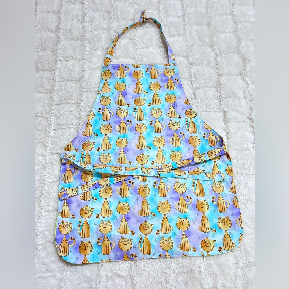 Handmade‎ Kids Cat Print Reversible Apron Handmade Kitchen & Craft Apron